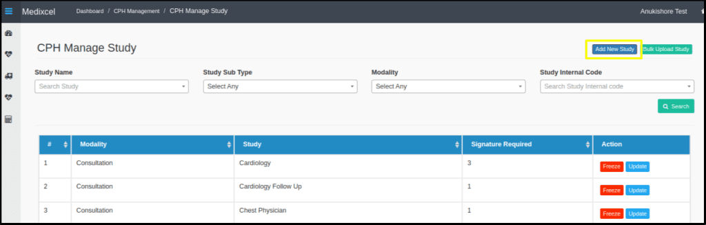 Manage Study – Medixcel Support
